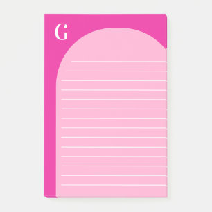 Två skuggor Rosa Led Arch Monogrammad Post-it Block