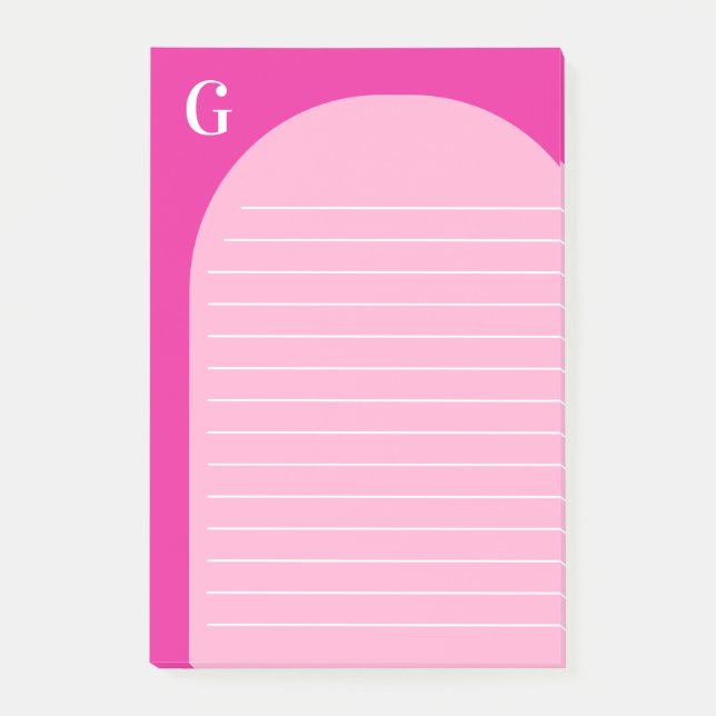 Två skuggor Rosa Led Arch Monogrammad Post-it Block (Framsida)