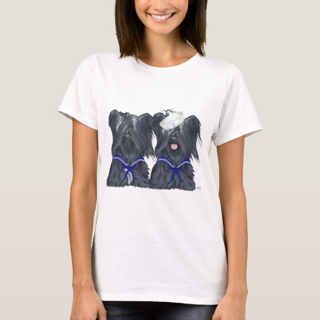 Två Skye Terrier-sjömän T-shirt (Framsida)