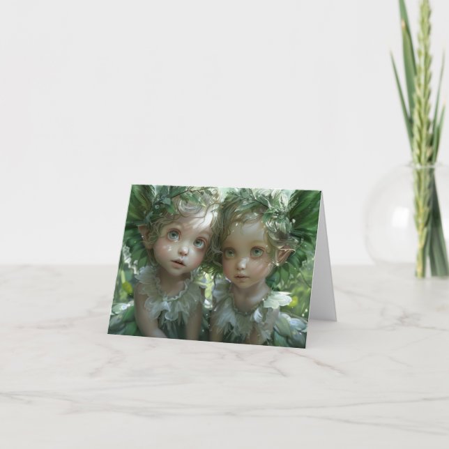 Två små änglar digital konst kort (Framsida)