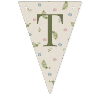 Två små ärtor Tvilling Bebis Dusj Girlang Banner Vimplar
