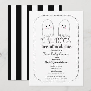 Två små BOOS Tvillingspöken Halloween Baby Shower Inbjudningar