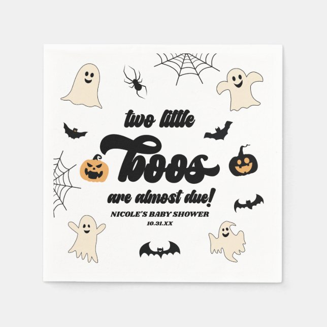 Två små Boos-Twillingar Halloween Baby Shower Pappersservett (Framsidan)