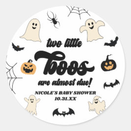 Två små Boos-Twillingar Halloween Baby Shower Runt Klistermärke