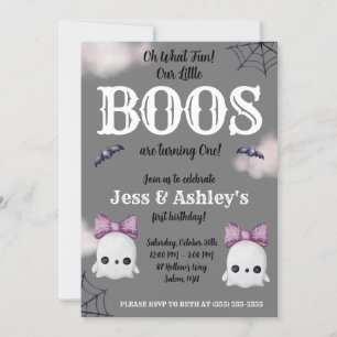 Två små BOOS vänder 1! Ghost 1:a Birthday Inbjudningar