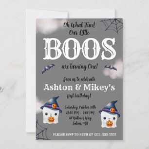 Två små BOOS vänder 1! Ghost 1:a Birthday Inbjudningar
