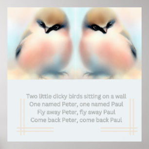 Två små dicky-fåglar. Nursery Poster