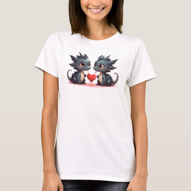 Två små drakar i kärlek t shirt (Framsida)