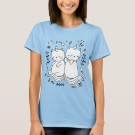 Två små enhörningskattungar Söt katt Enhörningsmam T Shirt