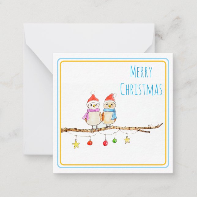 Två små fåglar  anteckningskort (Framsida)