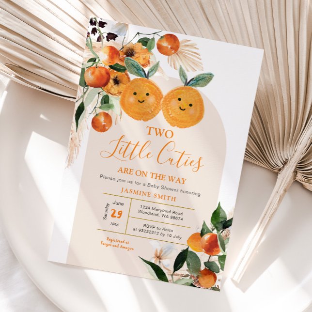 Två små fall är på gång när Citrus Orange Inbjudningar (Skapare uppladdad)