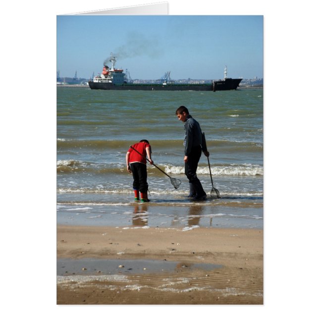 Två små fiskare hälsningskort (Framsidan)