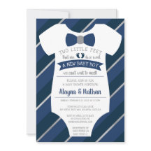 Två små fötter Baby Shower-inbjudan, slips