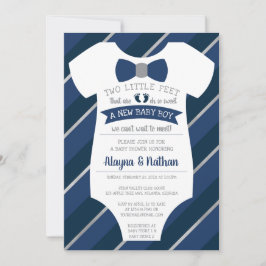 Två små fötter Baby Shower-inbjudan, slips Inbjudningar