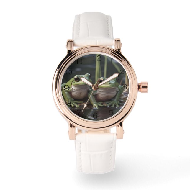 Två små grodor av Grönt vid floden. Armbandsur (Framsida)