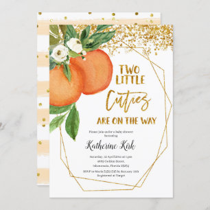 Två små handdukar är på väg som Baby Shower Invit Inbjudningar