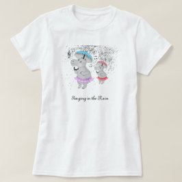 Två små Hippos som sjunger in på Rain T-Shirt