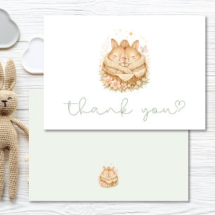 Två små kaniner Tvilling baby shower tack Kort