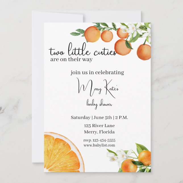 Två små kuber är på väg till babyduschen inbjudningar (Framsida)