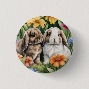 Två små Lop Bunny-kaniner Knapp