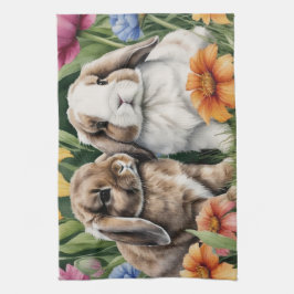 Två små Lop Bunny-kaniner Kökshandduk