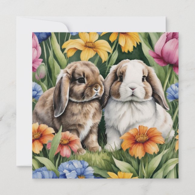 Två små Lop Bunny-kaniner Kort (Framsida)