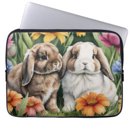Två små Lop Bunny-kaniner Laptop Fodral