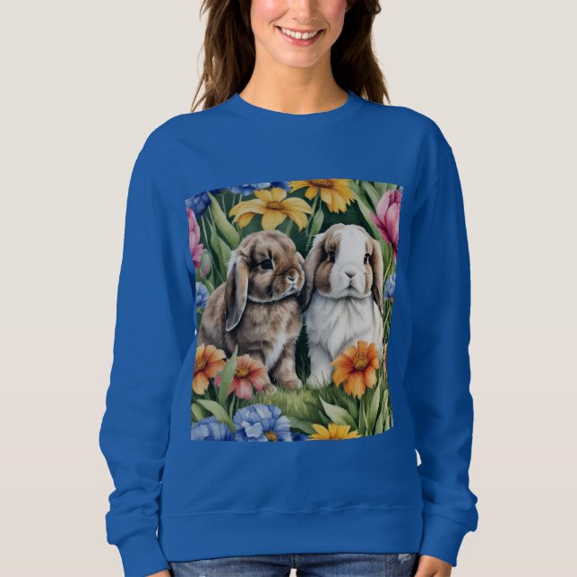 Två små Lop Bunny-kaniner T Shirt (Framsida)
