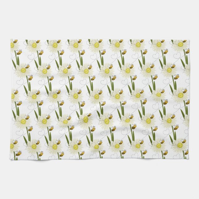 Två små och söta bin kökshandduk (Horisontell)