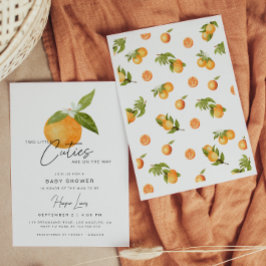 Två små Orangar för Cutie Twin Baby Shower Inbjudningar