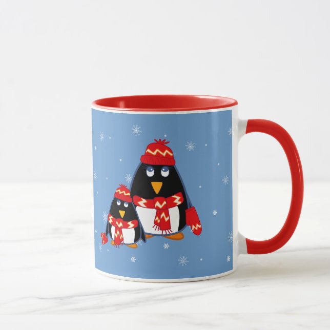 Två små Penguins eget namn - julklapp Mugg (Höger)