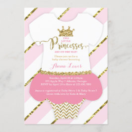 Två små princesses Shower Inbjudan, Faux Glitter Inbjudningar