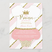 Två små princesses Shower Inbjudan, Faux Glitter
