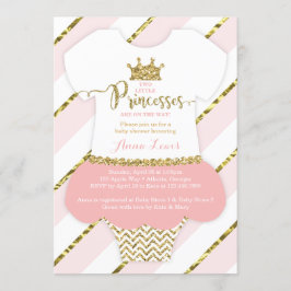 Två små princesses Shower Inbjudan, Faux Glitter Inbjudningar
