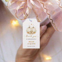 Två små pumpa-baby shower tack-gåva presentetikett
