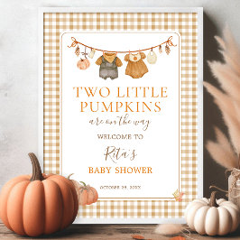 Två små pumpatvingar Tvillingar Baby Shower Välkom Poster