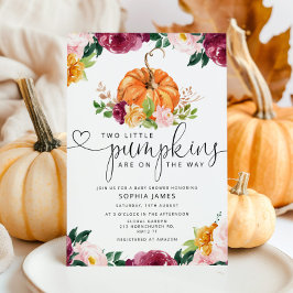 Två små pumpor är på väg till babyduschen inbjudningar