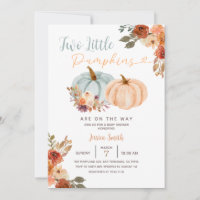 Två små pumpor Blue Mint & Peach Baby Shower
