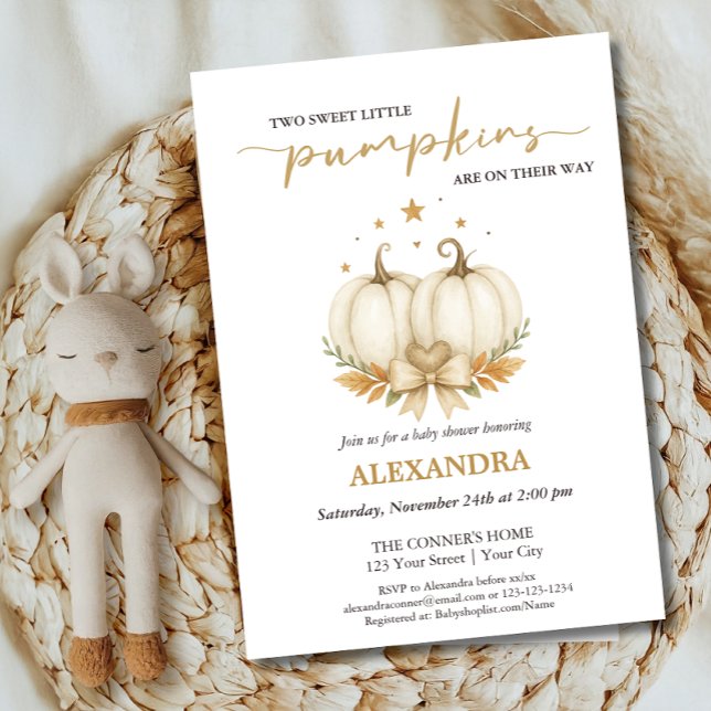 Två små pumpor Boho Chic Tvilling Babyshower Inbjudningar (Skapare uppladdad)