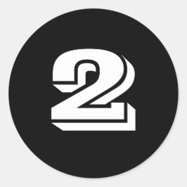 Två små, runda, svarta sifferstämplar av Janz Runt Klistermärke