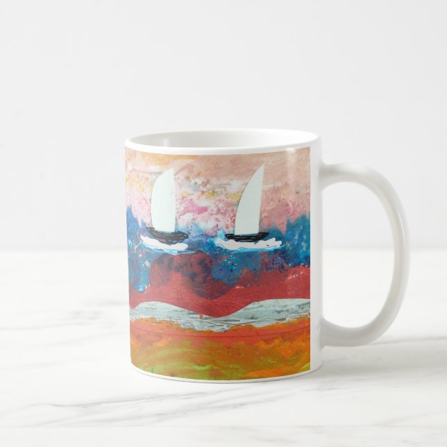Två små segelbåtar kaffemugg (Höger)