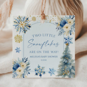 Två små snöflingor Vinter Tvillingar Baby Shower Gåvor Etiketter