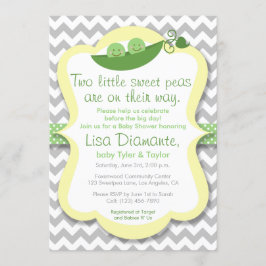 Två små söta ärtor Twillingar för babykläder Inbjudningar