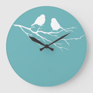 Två små Sparrow Birds Dulux Blue Diamond 5 Stor Klocka
