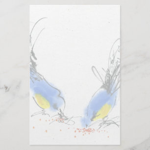 Två små titmouses som pickar korn. Calligraphy Brevpapper