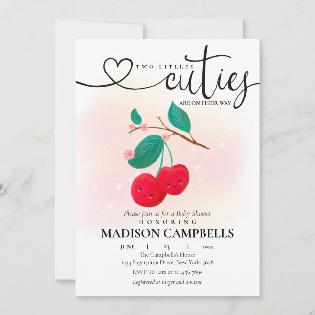 Två små tuggor är på väg att inbjuda till körsbär inbjudningar (Framsida)