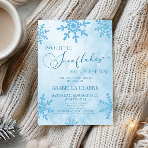 Två små Twillingar för vinter- i Snöflingor babykl Inbjudningar