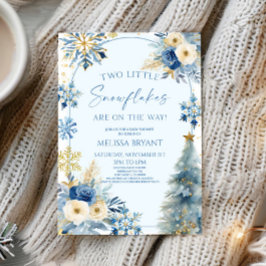 Två små Twillingar för vinter- i Snöflingor babykl Inbjudningar
