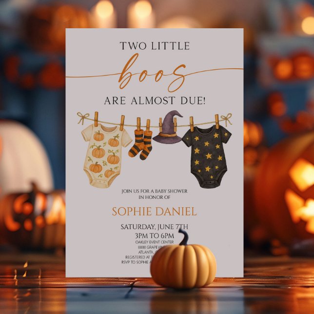 Två små uuu är nästan här! Tvillingarnas babyfiran Inbjudningar (Skapare uppladdad)