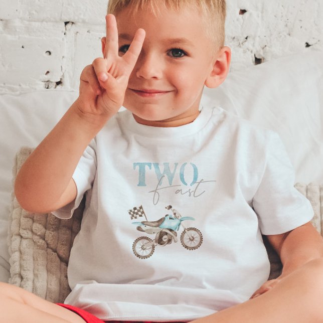 TVÅ Snabb Ljusblå Dirt Bike Födelsedags T-shirt (Skapare uppladdad)